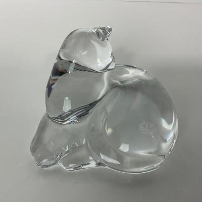 -16- BACCARAT | France Marked & Signed | Clear Crystal Reclining Cat