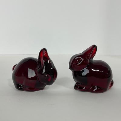 -23- HEISEY | By Dalzell Imperial Marked Ruby Red Baby Rabbits