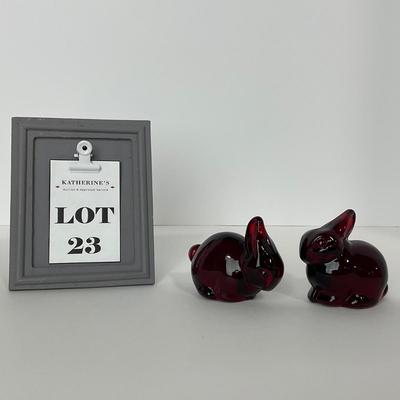 -23- HEISEY | By Dalzell Imperial Marked Ruby Red Baby Rabbits