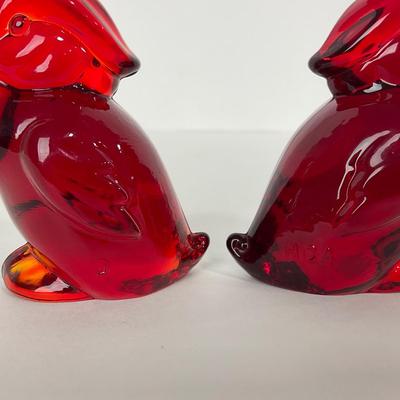 -24- HEISEY | By Dalzell Imperial Marked Ruby Red Standing Wood Ducklings
