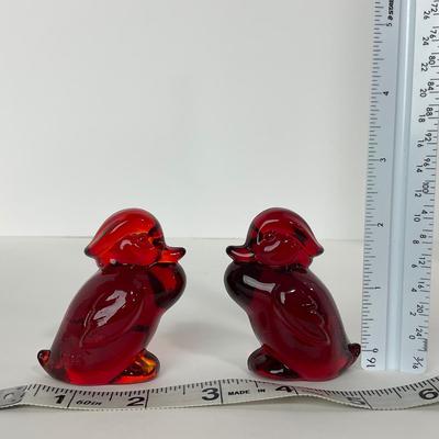 -24- HEISEY | By Dalzell Imperial Marked Ruby Red Standing Wood Ducklings