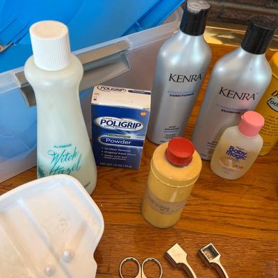 Tub of bathroom stuff