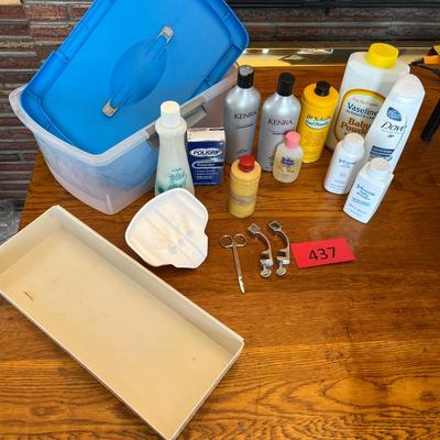 Tub of bathroom stuff