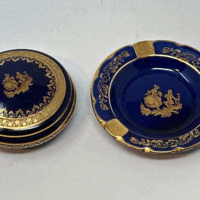 Limoges ashtray and small covered dish