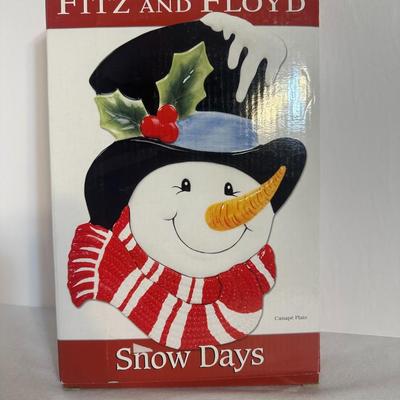 Fitz & Floyd Snow Days Canape Service Plate