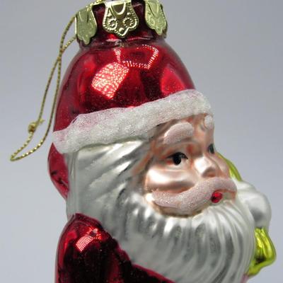 Vintage Mercury Glass Classic Santa Claus with Present Sack Christmas Tree Decoration Ornament