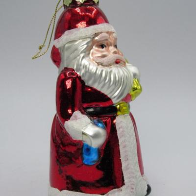 Vintage Mercury Glass Classic Santa Claus with Present Sack Christmas Tree Decoration Ornament