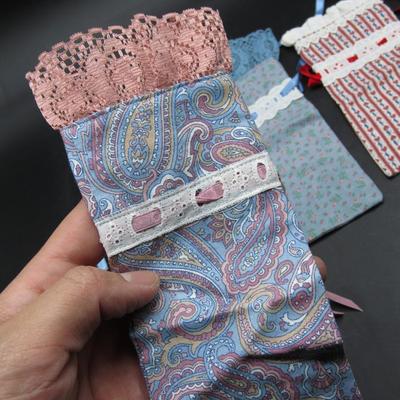 Lot of Retro Miscellaneous Material Lace Crafted Cloth Baggies