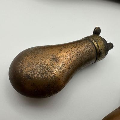 Antique Copper & Brass Pocket Powder Flask