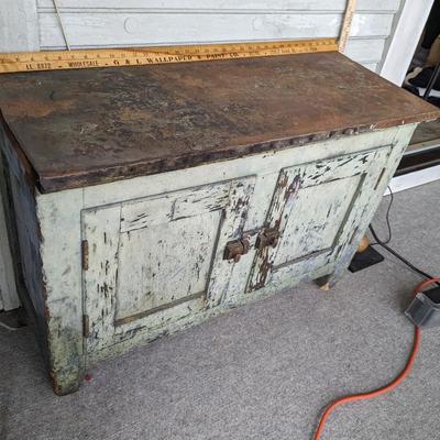 Wonderful Antique Metal Top Cabinet