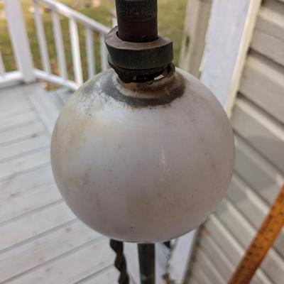 Vintage Copper Lightning Rod With 1890's White Milk Glass Ball 65" Tall