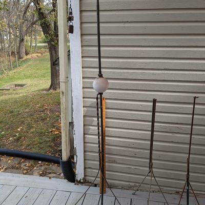 Vintage Copper Lightning Rod With 1890's White Milk Glass Ball 65" Tall