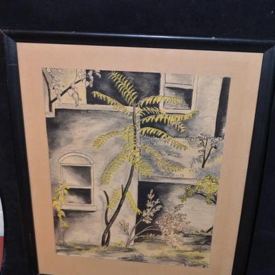 Original Framed & Matted Ink and Watercolor, Signed 23.5x19.25