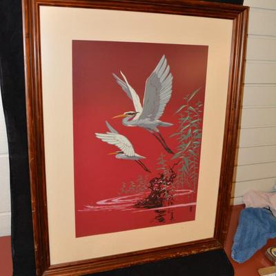 7 Color Crane Print, Framed 29.5x23.5