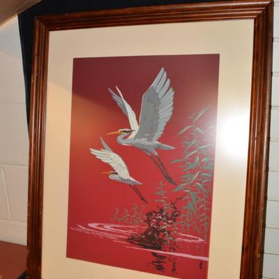 7 Color Crane Print, Framed 29.5x23.5