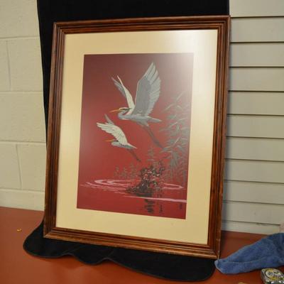 7 Color Crane Print, Framed 29.5x23.5