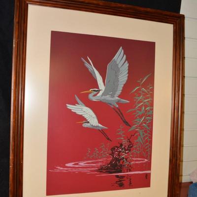 7 Color Crane Print, Framed 29.5x23.5
