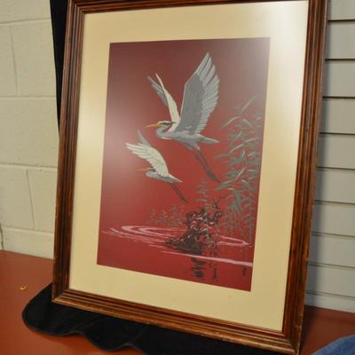 7 Color Crane Print, Framed 29.5x23.5