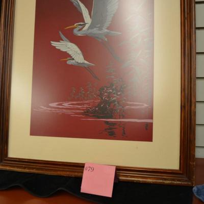 7 Color Crane Print, Framed 29.5x23.5