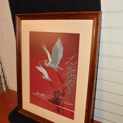 7 Color Crane Print, Framed 29.5x23.5