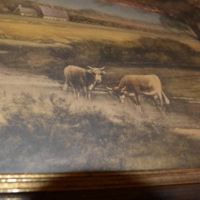 Vintage Framed Pastoral Print 30.5x17