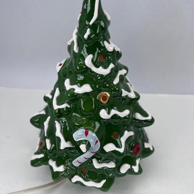 Ceramic Christmas tree Vintage Lefton Electric Candy Cane working no mini bulbs