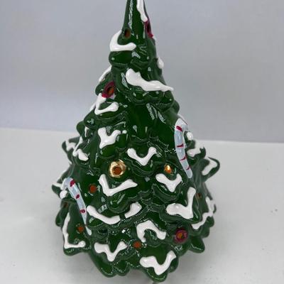 Ceramic Christmas tree Vintage Lefton Electric Candy Cane working no mini bulbs
