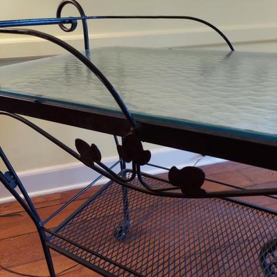 Glass Top Metal Patio Tea Cart (LR-BBL)