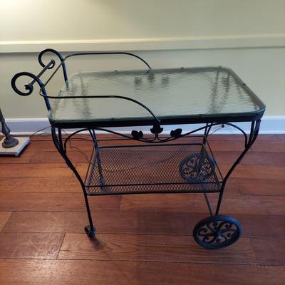 Glass Top Metal Patio Tea Cart (LR-BBL)
