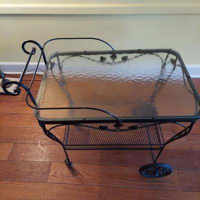 Glass Top Metal Patio Tea Cart (LR-BBL)