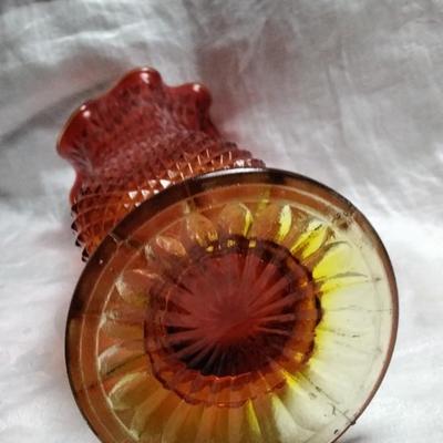 Fenton Amberina 10" Stretch Vase 1950s