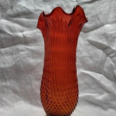 Fenton Amberina 10" Stretch Vase 1950s