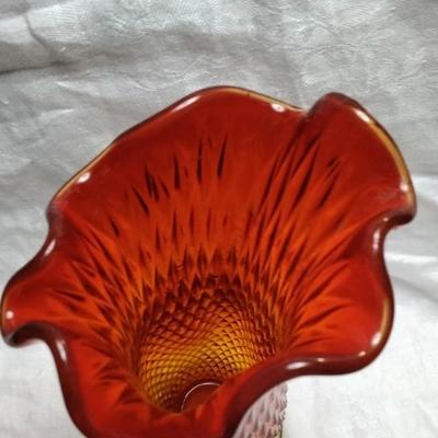 Fenton Amberina 10" Stretch Vase 1950s