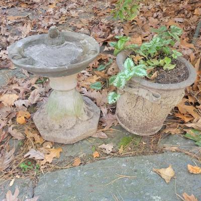Bird Bath and Cement Planter (BY-DW)