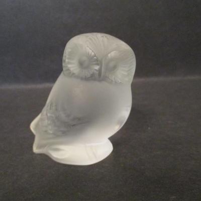 Lalique Crystal Owl Figurine Paperweight