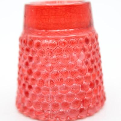 Bright Pink Glass Votive Candle Holder Hobnail Pattern