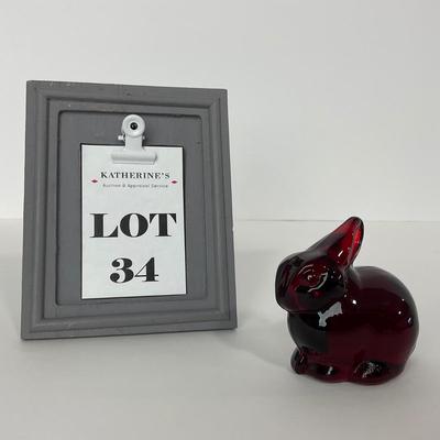 -34- HEISEY | By Dalzell Marked Ruby Red Baby Rabbit