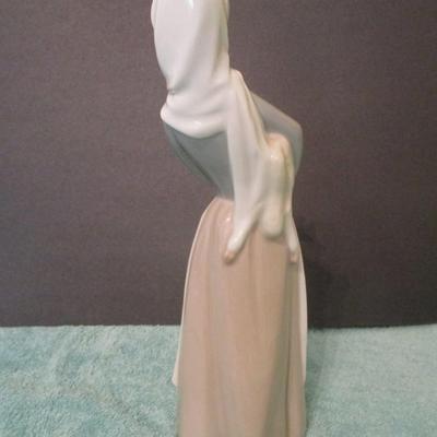 Vintage Lladro Porcelain Lady Holding a Lamb Figurine
