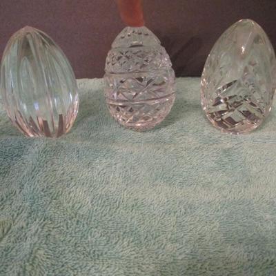 Set of Three Crystal Eggs includes Dansk and Rogaska with One Unmarked