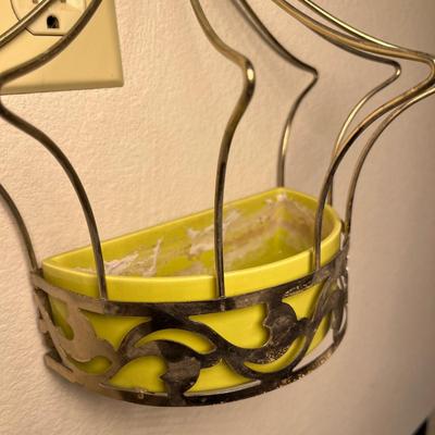 2 MCM Metal & Pottery Wall Pockets