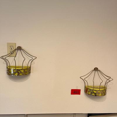 2 MCM Metal & Pottery Wall Pockets