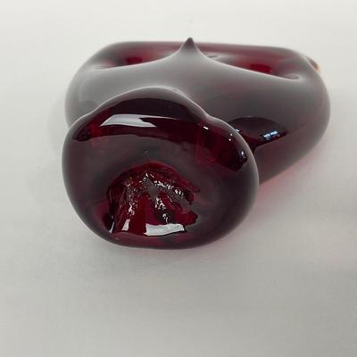 -44- VIKING | Mid Century Ruby Red Owl | Paperweight