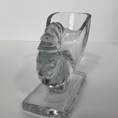 -45- NEW MARTINSVILLE | 1940â€™s Crystal Nautilus Sea Shell Bookends