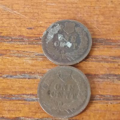 LOT 41 TWO OLD INDIAN HEAD PENNIES