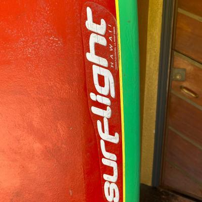 Red and Lime Green Surflight  J. Johnston Surfboard