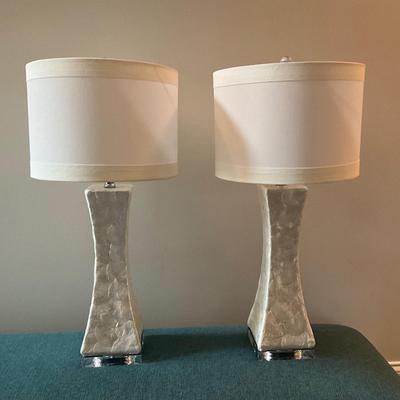 131 Pair of Safavieh Shelley Coastal White lamps Concave Capiz Shell