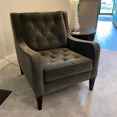 132 Gray Button Tufted Crushed Velvet Armchair