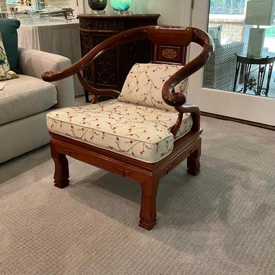 135 Vintage Chinese Rosewood Chair with Cushions