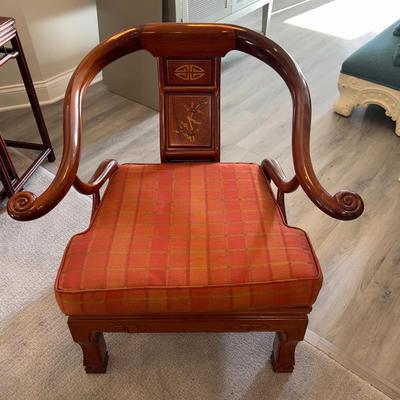 135 Vintage Chinese Rosewood Chair with Cushions