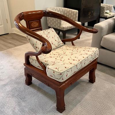 136 Vintage Chinese Rosewood Armchair with Cushion